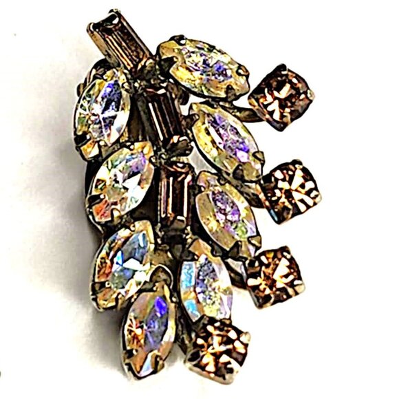 Vintage Sherman Aurora Borealis clip-on earrings - Picture 5 of 10